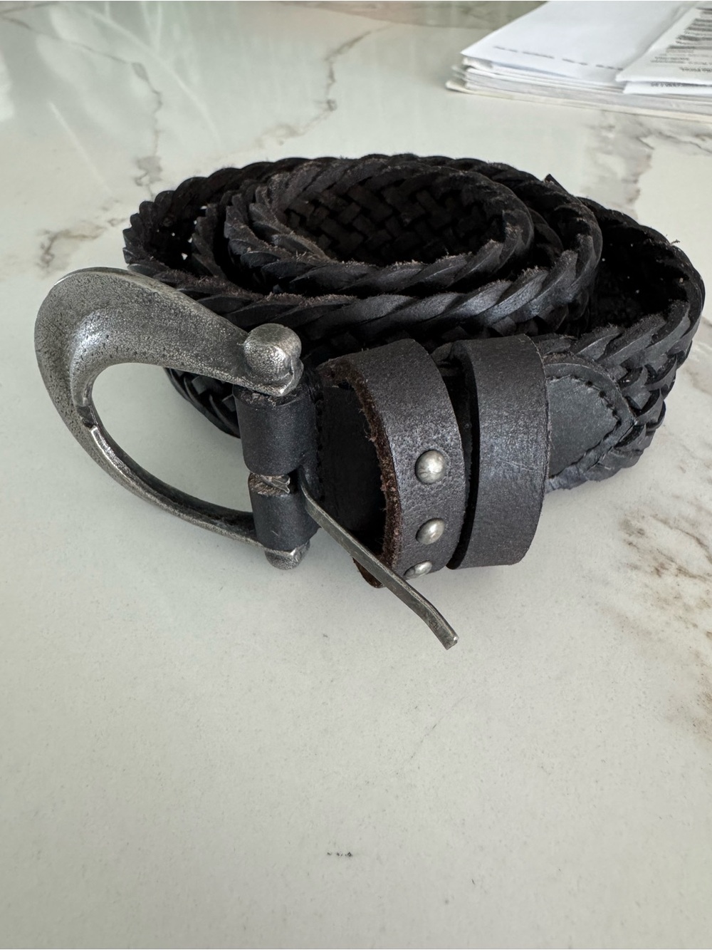 We The Free Free People Braided Leather Belt - Black